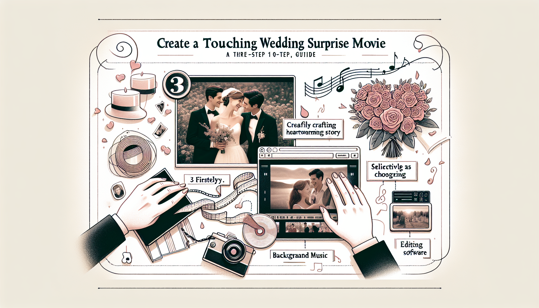 「1日で完成！結婚式を感動で包む3ステップサプライズムービー作成法」